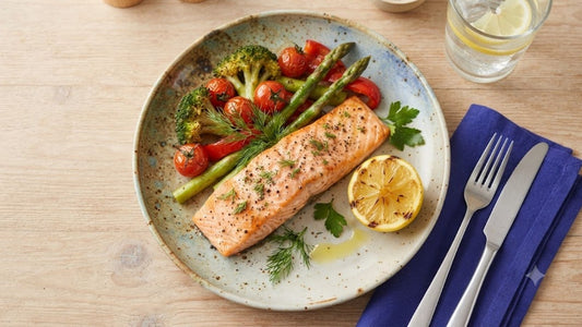 DASH dieet recept met zalm en geroosterde groenten