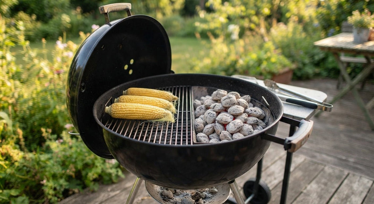 Houtskool besparen met een warme en koele zone op de kogelbarbecue